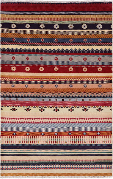 Persian Gabbeh Hand Knotted Wool Area Rug - 4' 0" X 6' 2" - Golden Nile