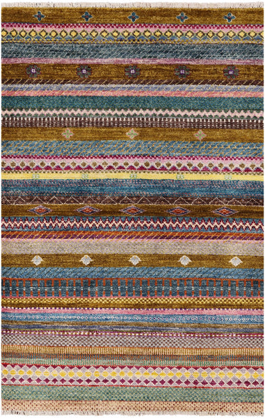 Persian Gabbeh Handmade Wool Rug - 4' 0" X 6' 0" - Golden Nile