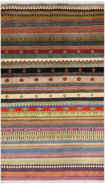 Persian Gabbeh Handmade Wool Rug - 3' 8" X 6' 1" - Golden Nile