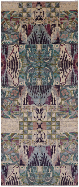 William Morris Handmade Wool Area Rug - 5' 1" X 12' 3" - Golden Nile