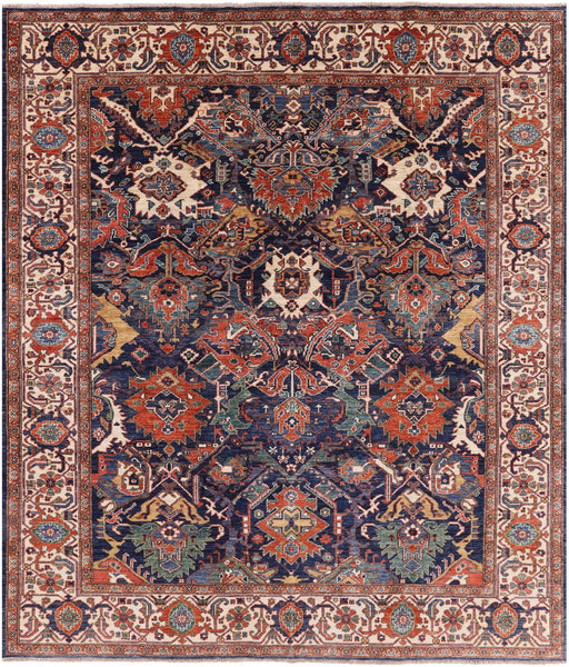Blue Fine Serapi Wool Rug - 8' 4" X 9' 9" - Golden Nile