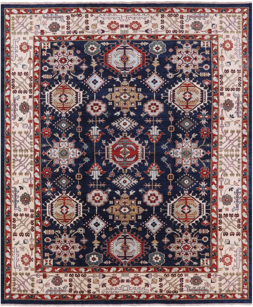 Blue Fine Serapi Hand Knotted Wool Rug - 8' 2" X 9' 10" - Golden Nile