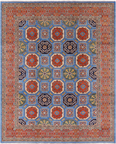 Blue Fine Serapi Hand Knotted Wool Rug - 8' 2" X 9' 9" - Golden Nile