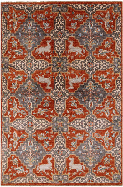 Fine Serapi Handmade Wool Rug - 5' 11" X 8' 11" - Golden Nile