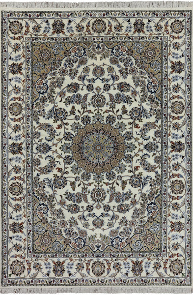Persian Nain Hand Knotted Wool & Silk Area Rug - 5' 7" X 8' 1" - Golden Nile