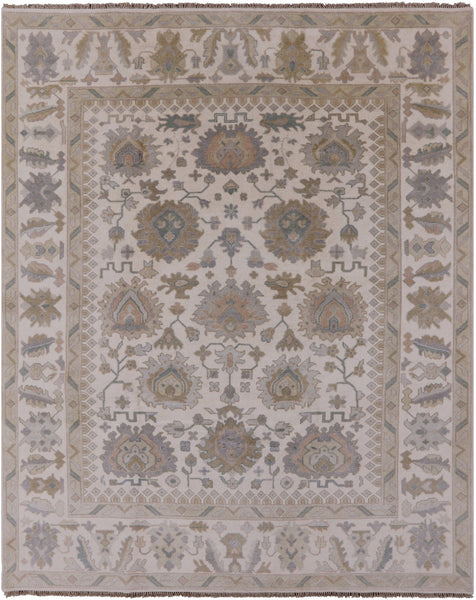 Ivory Turkish Oushak Handmade Wool Area Rug - 8' 0" X 10' 1" - Golden Nile