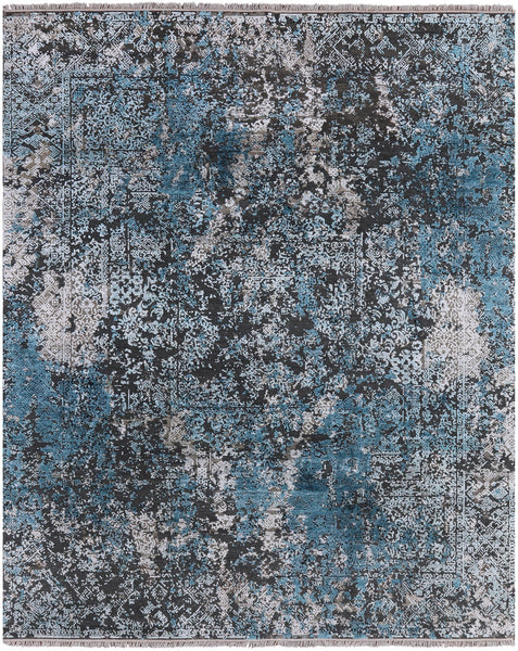 8' X 10' Pure Silk With Oxidized Wool Abstract Design Rug - Golden Nile
