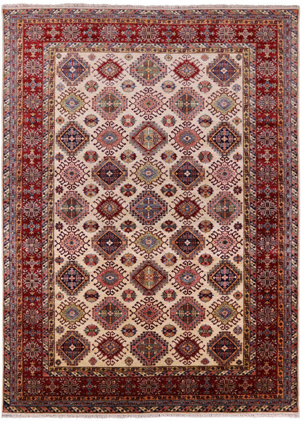 Ivory Super Kazak Handmade Area Rug - 9' 0" X 12' 2" - Golden Nile