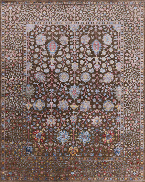 100% Silk With Oxidized Wool Handmade Area Rug - 8' 0" X 10' 0" - Golden Nile