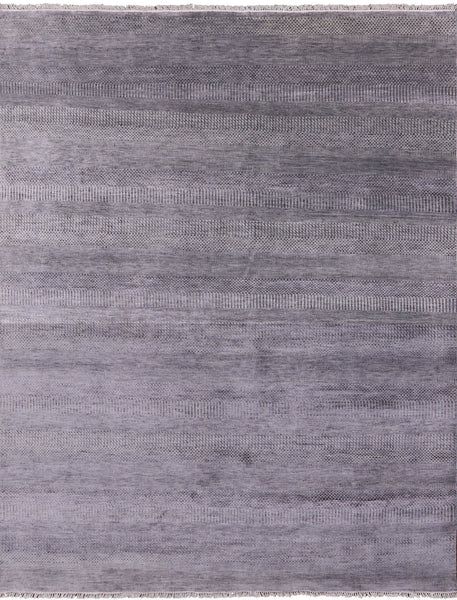 Grey Savannah Grass Handmade Wool & Silk Rug - 8' 0" X 10' 1" - Golden Nile