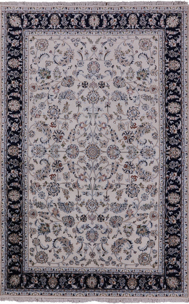 Persian Nain Handmade Wool & Silk Area Rug - 5' 10" X 9' - Golden Nile