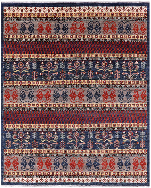 Tribal Persian Gabbeh Handmade Wool Rug - 8' 2" X 9' 8" - Golden Nile