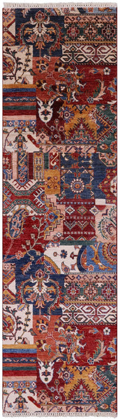 Super Kazak Hand Knotted Wool Runner Rug - 2' 7" X 9' 3" - Golden Nile