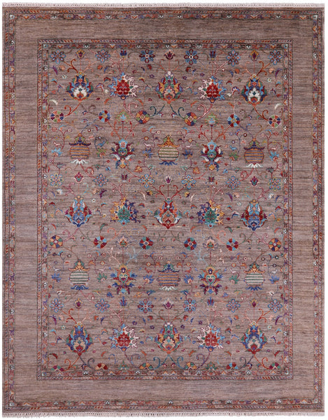 Peshawar Hand Knotted Wool Rug - 8' 2" X 9' 10" - Golden Nile