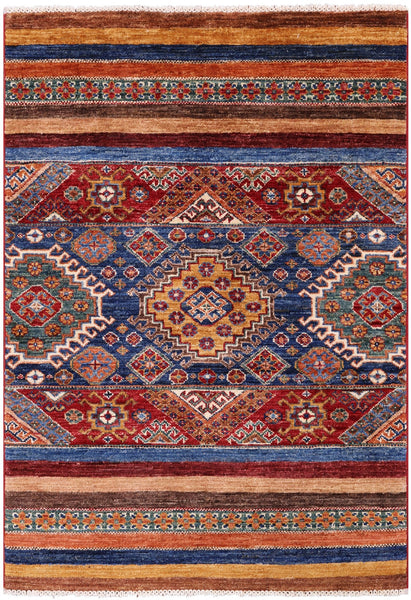 Khorjin Persian Gabbeh Hand Knotted Wool Rug - 2' 8" X 3' 11" - Golden Nile