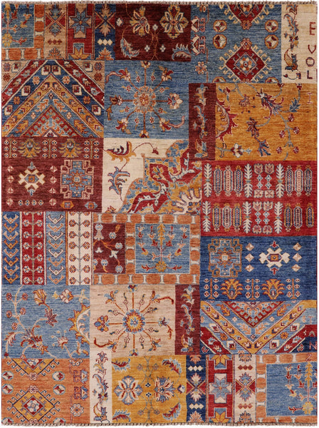 Super Kazak Hand Knotted Wool Rug - 5' 2" X 6' 9" - Golden Nile