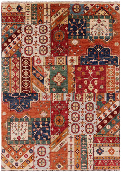 Super Kazak Handmade Wool Rug - 5' 6" X 7' 9" - Golden Nile