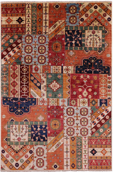 Super Kazak Hand Knotted Wool Rug - 5' 5" X 8' 3" - Golden Nile