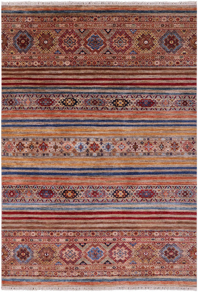 Khorjin Persian Gabbeh Hand Knotted Wool Rug - 5' 8" X 8' 5" - Golden Nile