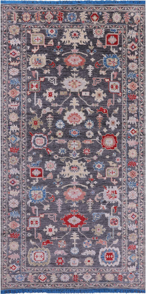 Grey Turkish Oushak Hand Knotted Wool Rug - 6' 0" X 12' 2" - Golden Nile
