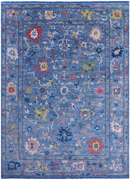 Blue Turkish Oushak Handmade Wool Rug - 10' 2" X 14' 3" - Golden Nile