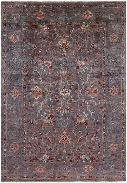 Grey Persian Tabriz Hand Knotted Wool Rug - 5' 7" X 8' 0" - Golden Nile