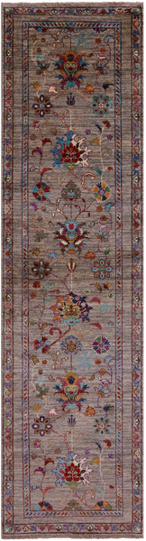 Peshawar Hand Knotted Wool Runner Rug - 2' 7" X 9' 10" - Golden Nile