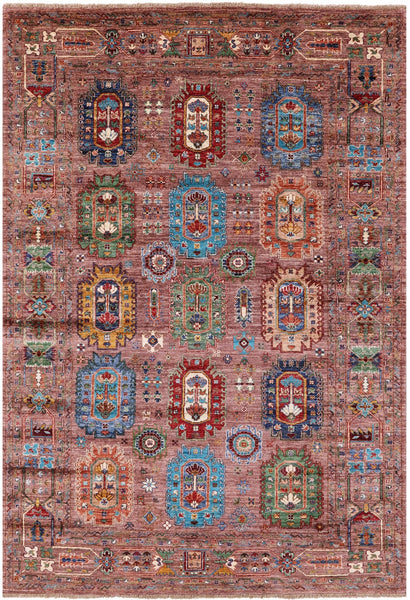 Turkmen Ersari Hand Knotted Wool Rug - 5' 8" X 8' 0" - Golden Nile