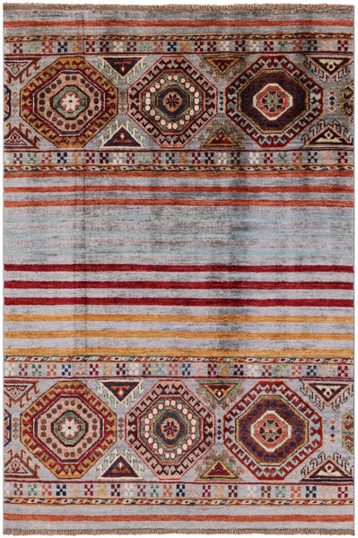 Khorjin Persian Gabbeh Handmade Wool Rug - 3' 4" X 4' 10" - Golden Nile