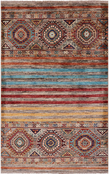 Khorjin Persian Gabbeh Hand Knotted Wool Rug - 3' 3" X 5' 1" - Golden Nile