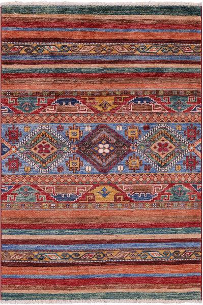 Khorjin Persian Gabbeh Hand Knotted Wool Rug - 2' 9" X 4' 0" - Golden Nile