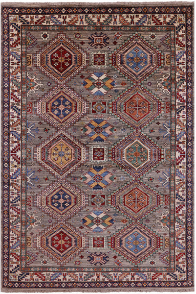 Super Kazak Hand Knotted Wool Rug - 5' 6" X 8' 0" - Golden Nile