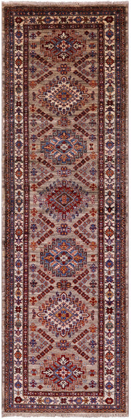 Super Kazak Hand Knotted Wool Runner Rug - 2' 10" X 9' 3" - Golden Nile