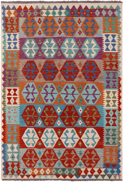 Reversible Kilim Flat Weave Wool On Wool Rug - 6' 10" X 9' 9" - Golden Nile