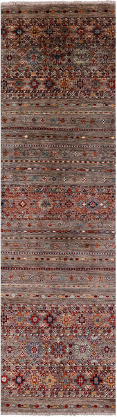 Khorjin Persian Gabbeh Hand Knotted Wool Runner Rug - 2' 7" X 9' 4" - Golden Nile