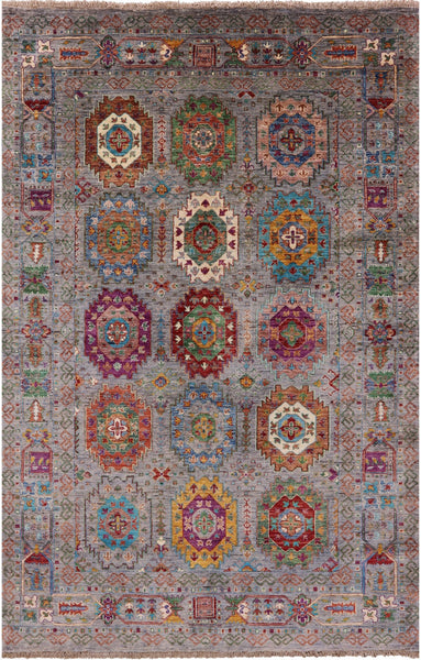 Turkmen Ersari Hand Knotted Wool Rug - 5' 7" X 8' 6" - Golden Nile