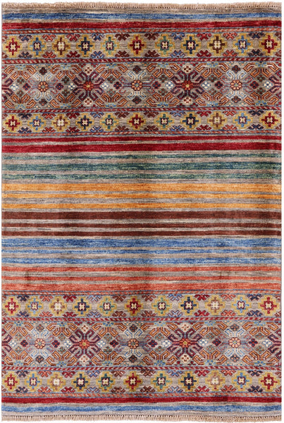 Khorjin Persian Gabbeh Hand Knotted Wool Rug - 3' 4" X 4' 9" - Golden Nile