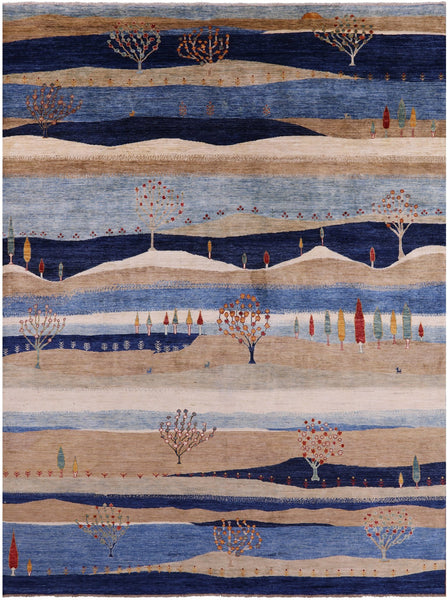 Tribal Persian Gabbeh Handmade Wool Rug - 8' 10" X 11' 10" - Golden Nile