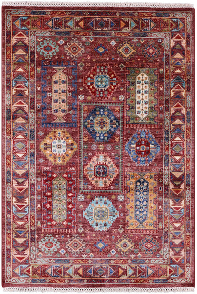 Turkmen Ersari Handmade Wool Rug - 4' 1" X 5' 9" - Golden Nile