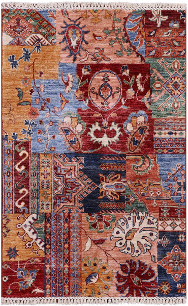 Super Kazak Hand Knotted Wool Rug - 2' 9" X 4' 3" - Golden Nile