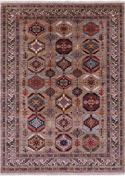 Turkmen Ersari Handmade Wool Rug - 5' 7" X 7' 9" - Golden Nile