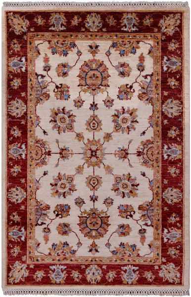 Ivory Persian Tabriz Handmade Wool Rug - 3' 4" X 5' 2" - Golden Nile