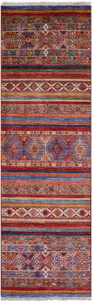Khorjin Persian Gabbeh Hand Knotted Wool Runner Rug - 2' 7" X 8' 5" - Golden Nile