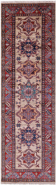 Super Kazak Hand Knotted Wool Runner Rug - 2' 9" X 8' 10" - Golden Nile