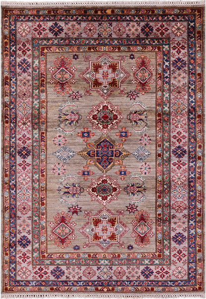 Super Kazak Hand Knotted Wool Rug - 4' 11" X 6' 7" - Golden Nile