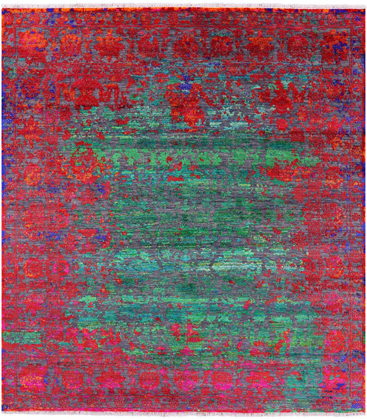 Persian Hand Knotted Wool & Silk Rug - 8' 0" X 8' 7" - Golden Nile