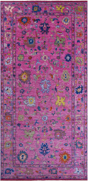 Pink Turkish Oushak Hand Knotted Wool Rug - 8' 11" X 19' 0" - Golden Nile