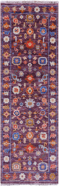 Purple Turkish Oushak Handmade Wool Runner Rug - 2' 7" X 7' 10" - Golden Nile
