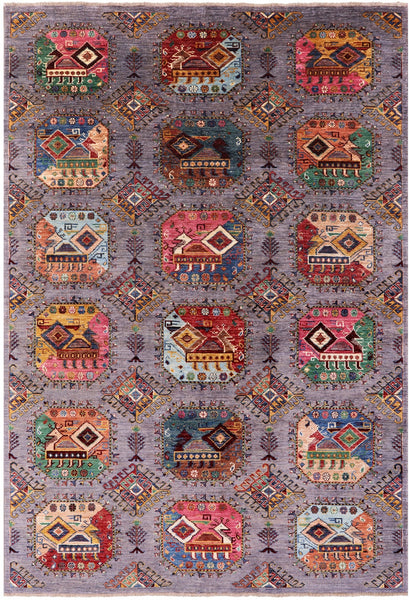 Turkmen Ersari Handmade Wool Rug - 6' 8" X 10' 0" - Golden Nile