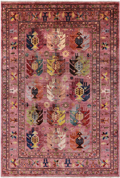 Pink Persian Hand Knotted Wool Rug - 5' 9" X 8' 5" - Golden Nile